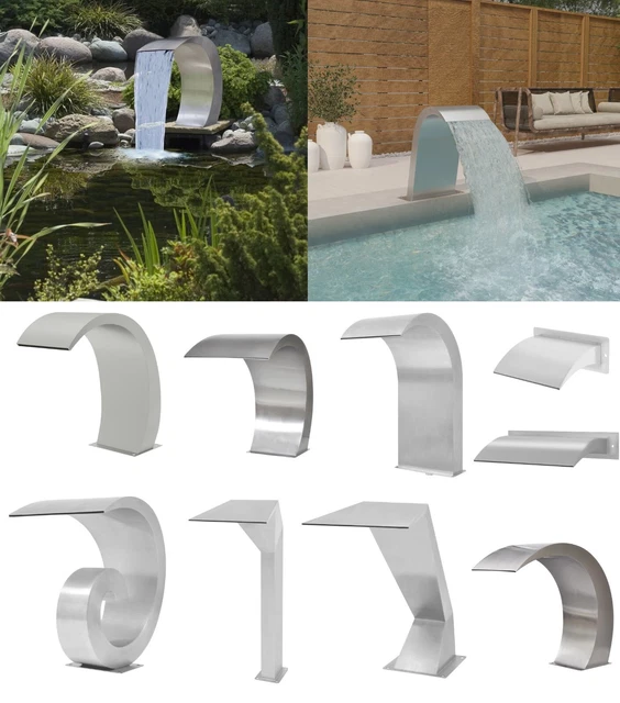 VidaXL Pool Wasserfall Fontäne – Edelstahl (silber), 45x26x13 Cm, Für Teich & Schwimmbad