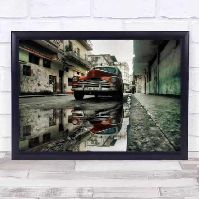 American Car Old Parked Retro Street Style Auto Classical Wall Art Print