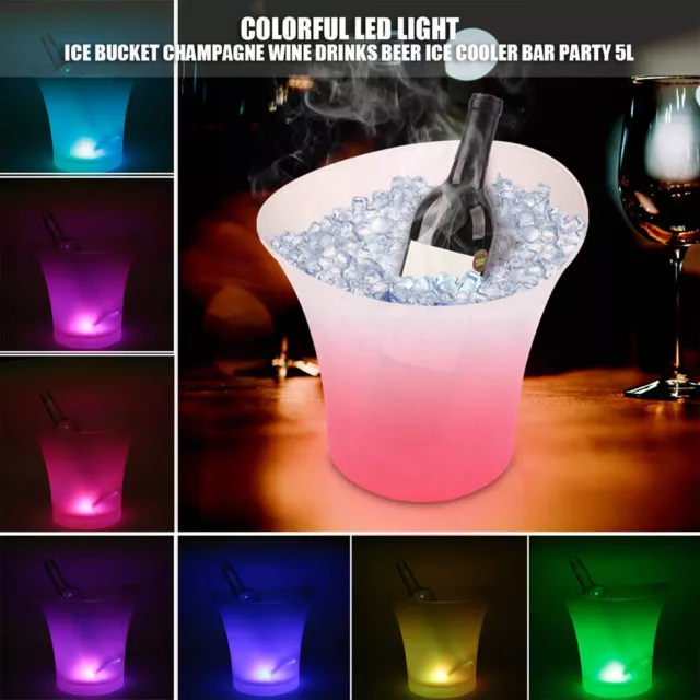 LED ICE BUCKET Colour Changing Champagne Wine Beer Drink Cooler Home Retro Party 2