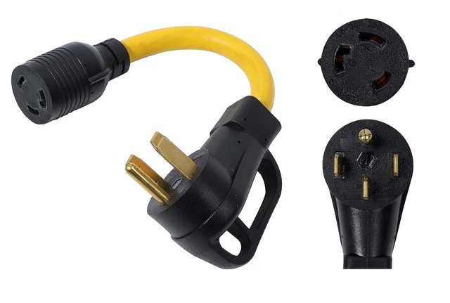 NEMA 14-50P to L6-30R 240V 30A Plug to Twist Lock 3 Prong Outlet Adapter New