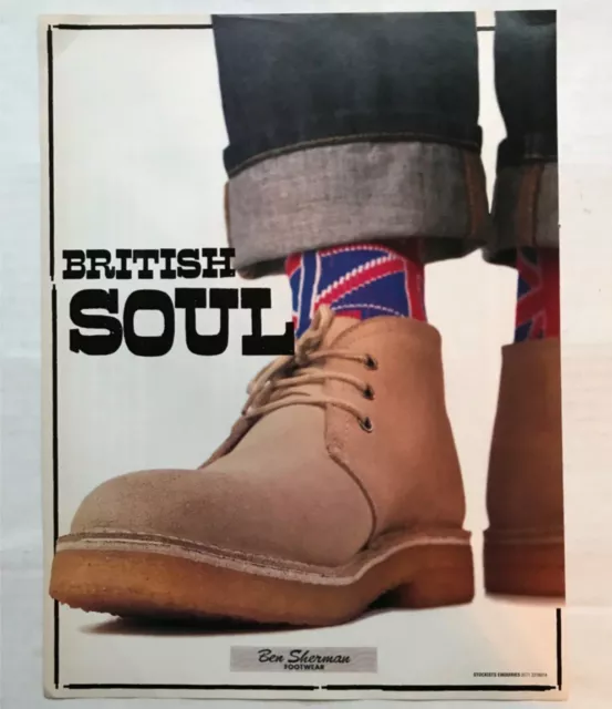 1997 VINTAGE 9X12 PRINT AD FOR Ben Sherman SHOES British Soul UK FLAG SOCKS