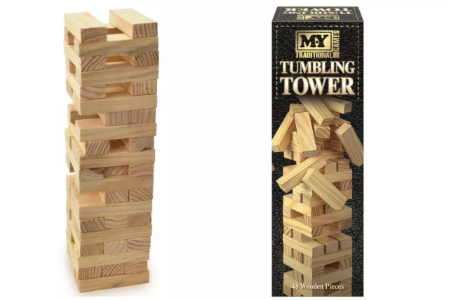NEW Wooden Tumbling Tower | Kids Large Family Board Games | ihartTOYS