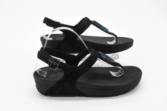 Fitflop Womens Sandal 235-001 Size 10 Black Suede Slingback Shoes Pre Owned vq