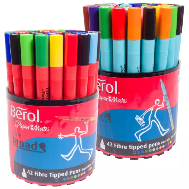 Berol Assorted Colour Broad Or Fine Pens Colouring Art Drawing Writing Felt Tip