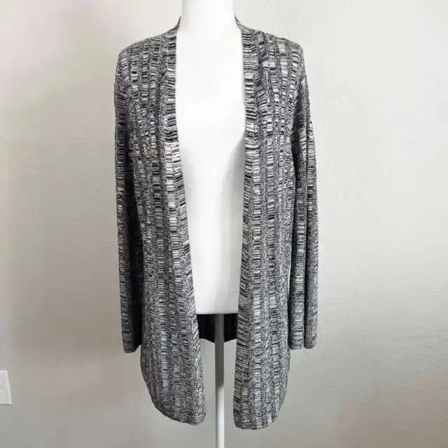 Eileen Fisher Open Front Cardigan Women's M Sweater Gray Silk Organic Linen