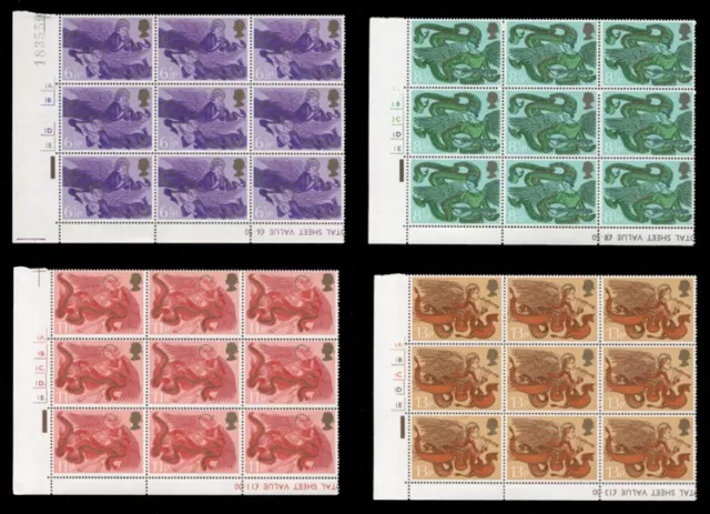GB 1975 Christmas Full Set - Blocks of 9x 6½p 8½p 11p & 13p Stamps MNH