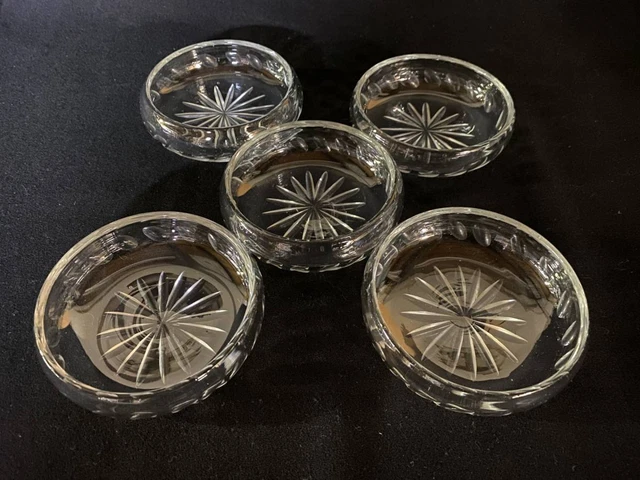 Lot 5 Showa Glass Kiriko Plate Together Kiriko Glass Old Glass Plate Showa Retro