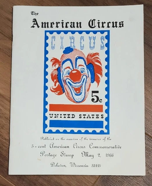 '66 First Day Issue Stamp American Circus Program Delevan Baraboo WI World Clown