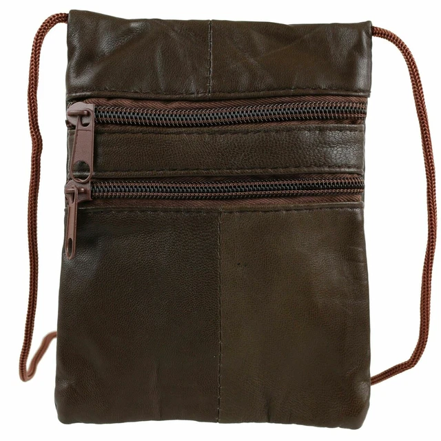 Leather Shoulder Mini Small Neck Purse Cross Body Tote Travel Satchel Bag Brown