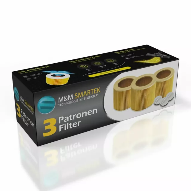 3x Patronen-Filter pour Kärcher WD 3, WD 2, WD 3 P Extension Kit ,WD 3 Premium