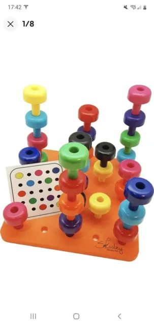 Skoolzy Peg Board Toy Toddlers 32 Piece Fine Motor Preschool Game Stacking Math