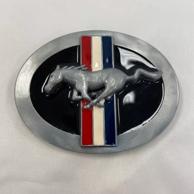 Siskiyou Pewter & Enamel Ford Mustang Pony Logo Belt Buckle