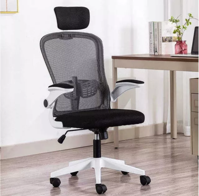 Office Chair Adjustable Ergonomic Computer Desk Mesh Chair Flip-up Arms Height