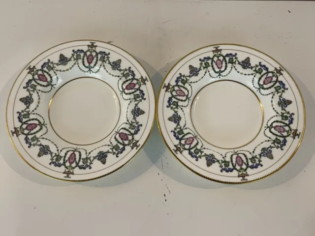 Antique Minton English Porcelain Pair Rimmed Soup Bowls H2581