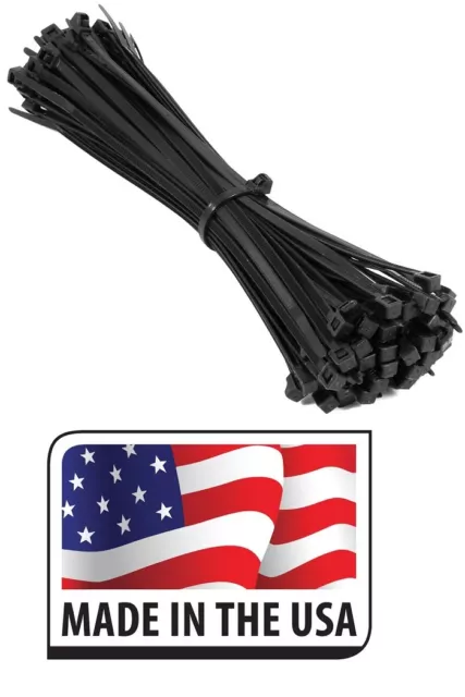 (500) HEAVY DUTY 120LB 14" UV RESISTANT BLACK CABLE ZIP TIES 14 INCH Made in USA