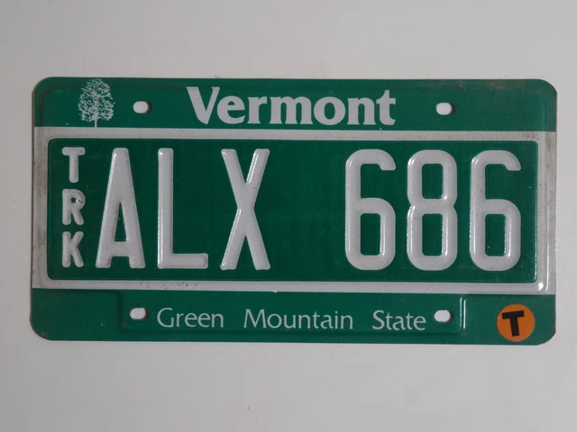 Vermont TRK ALX 686 License Plate / American Number Plate