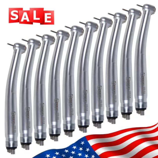 10* BURR Dental Fast High Speed Handpiece Push Turbine 4 Holes Fit NSK Pana Max