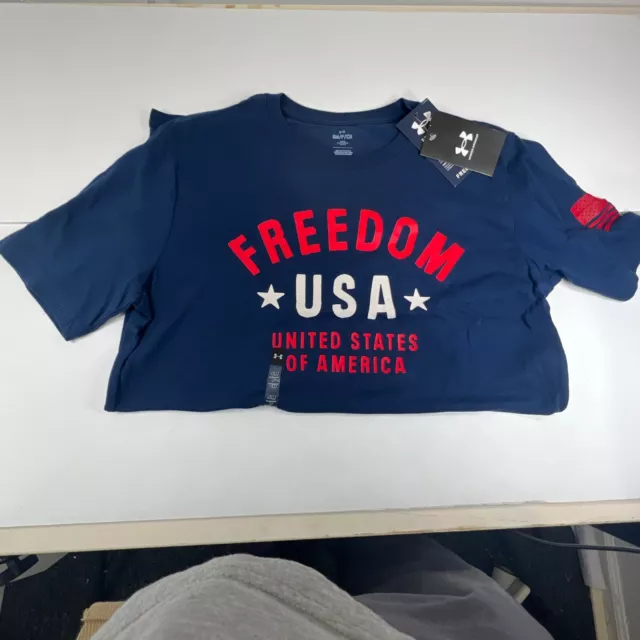 UNDER ARMOUR Freedom shirt Navy Blue Mens Medium $15.00 - PicClick