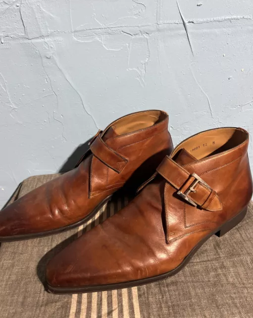 Magnanni Mens Dress Shoes Size 12 M Brown Leather Monk Strap 19021