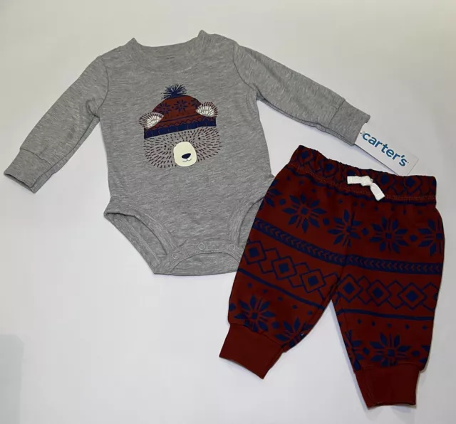 New Carters Baby Boy Clothes 3 Months Bodysuit Pants Set Brown Bear Cute Outfit