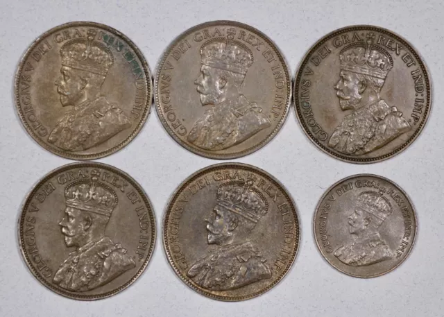 1915 - 1924 Canada 1c Cent Lot of 6