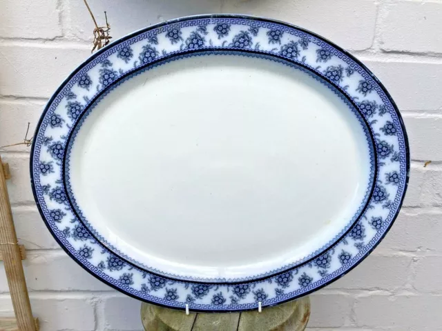 Wood & Sons Royal Semi Porcelain Torbrex Blue & White Oval Platter Serving Plate