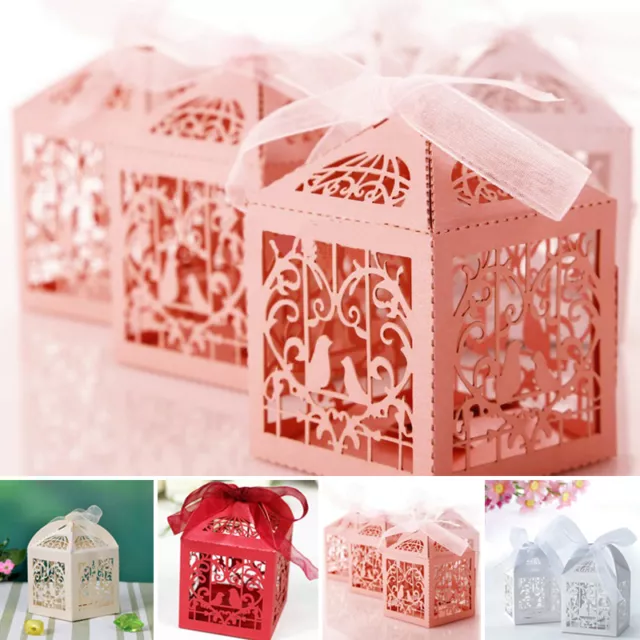 10/50/100Pcs Luxury Wedding Favour Sweet Cake Gift Candy Boxes Table Decoration