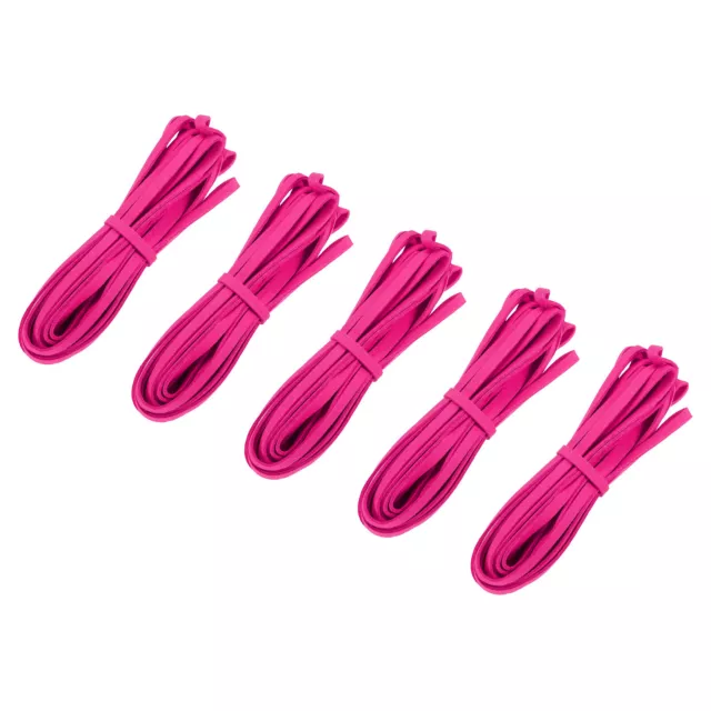 5.47 Yards 5mm Flat Suede Cord Leather String for DIY Crafts, Fuchsia 5Pcs