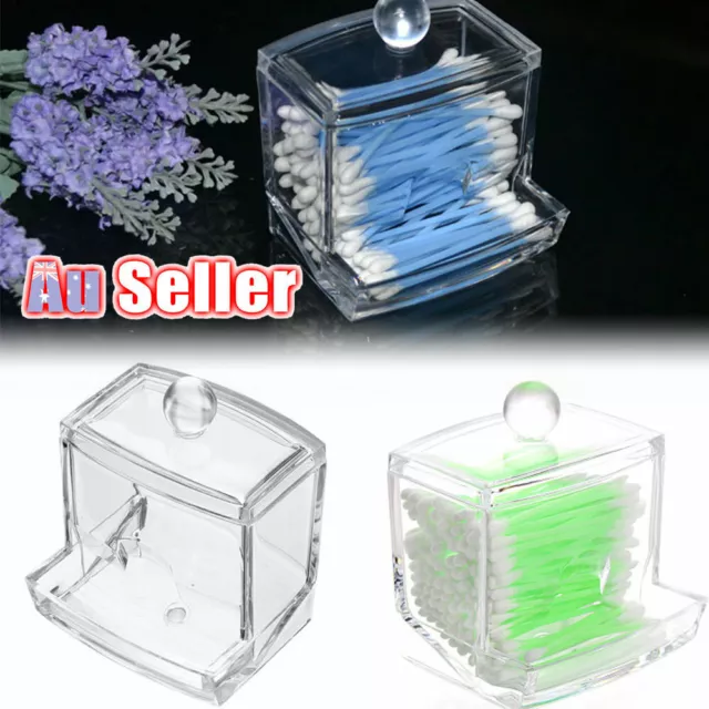 Cotton Swab  Organizer Makeup Box Container Case Clear Acrylic Bud Holder