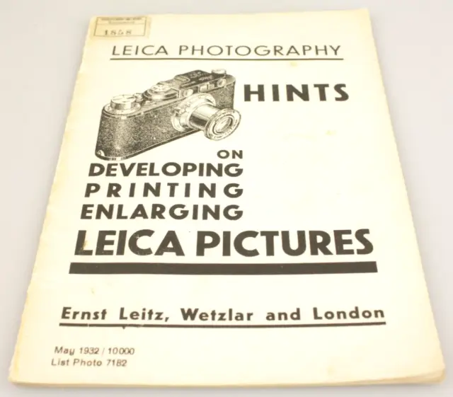 Maggio 1932 brochure Leitz LEICA ""Sviluppo di immagini di ingrandimento della stampa"" 32 pp A5