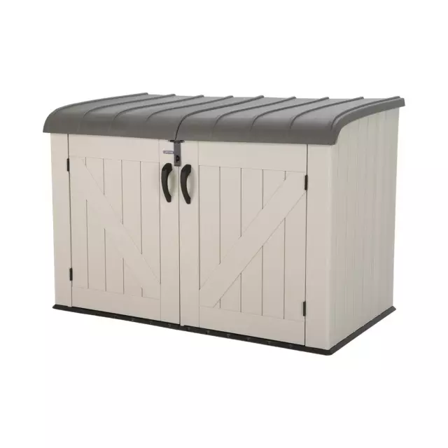 Garden Storage Box Lifetime Heavy Duty Plastic Outdoor Horizontal Shed