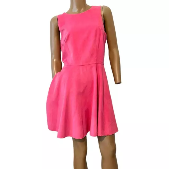 new Cece by Cynthia Steffe 10 pink faux suede fit and flare dress D2 4362