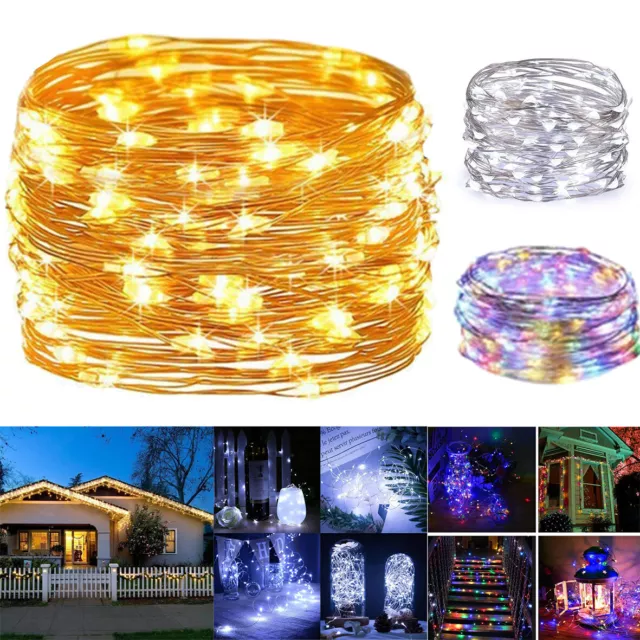 LED Solar String Light Lights Waterproof Copper Wire Fairy Outdoor Garden Party