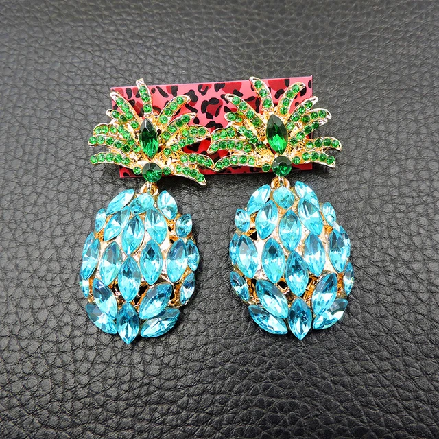 Betsey Johnson Rare Alloy Rhinestone Crystal Pineapple Drop Earring Jewelry