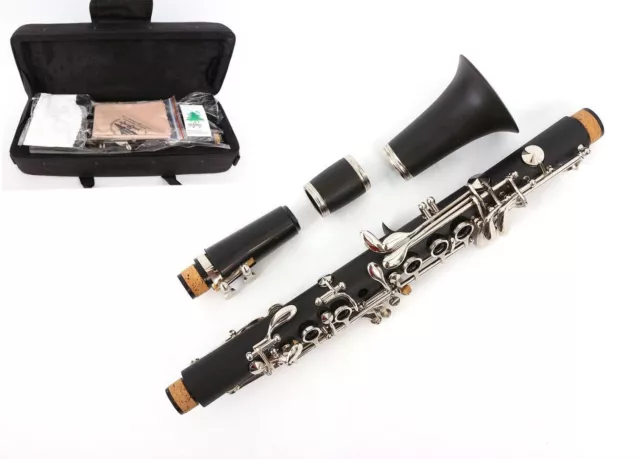 Professional Clarinet Ebonite Eb Key Clarinet E flat Nice Sound with Case,Black