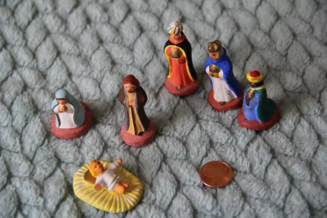 Lot of 5 Vintage Santons France Red Clay Terracotta Figurines - Nativity Scene