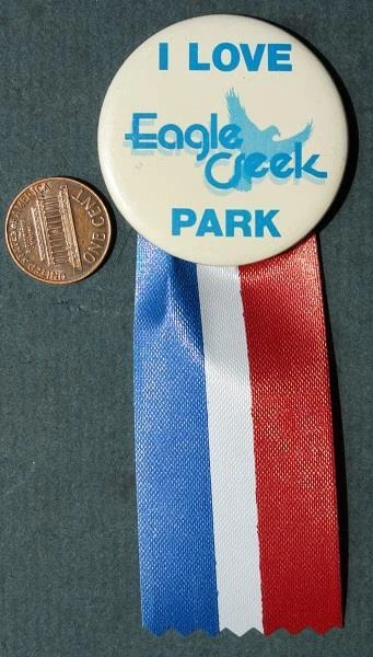1970s Era Indianapolis Indiana Eagle Creek Park pin & ribbon set Largest in USA!