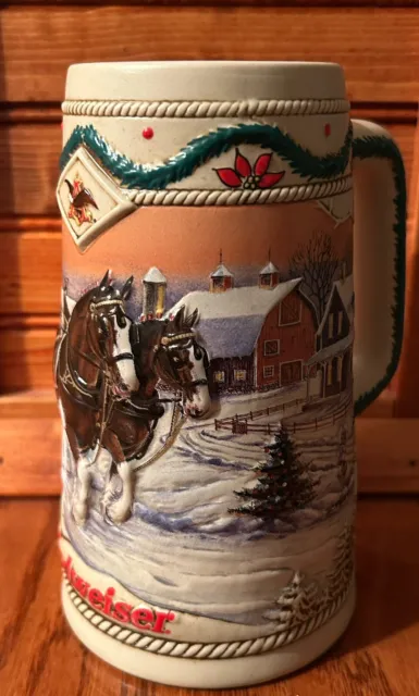 Vintage Budweiser Holiday Stein 1996 American Homestead