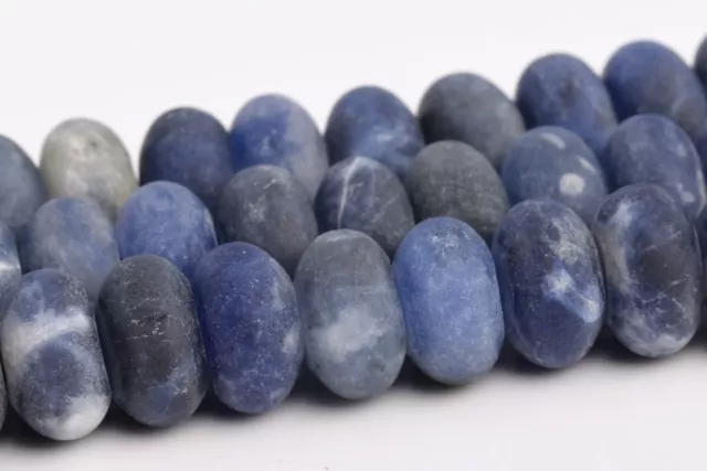 Natural Matte Blue Sodalite Grade AAA Rondelle Loose Beads 6x4MM 8x5MM 10x6MM