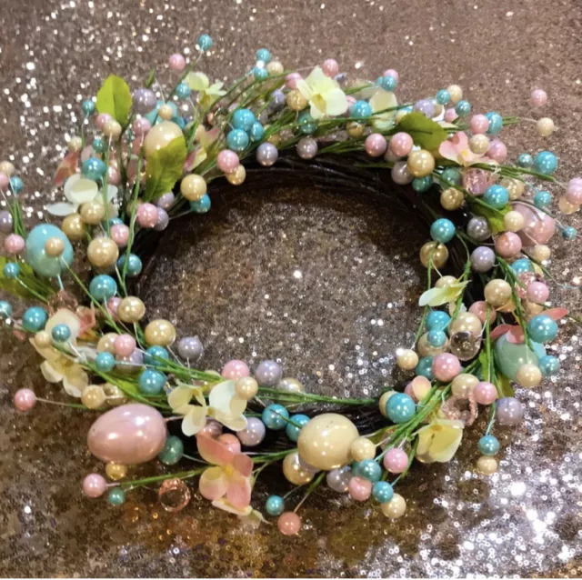 Nwt Pier 1 Imports  12” Easter Floral & Egg Braided Grapevine Easter Wreath