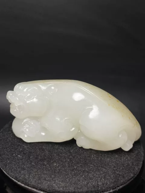 Chinese Exquisite Handmade Brave Troops carving Hetian Jade Statue