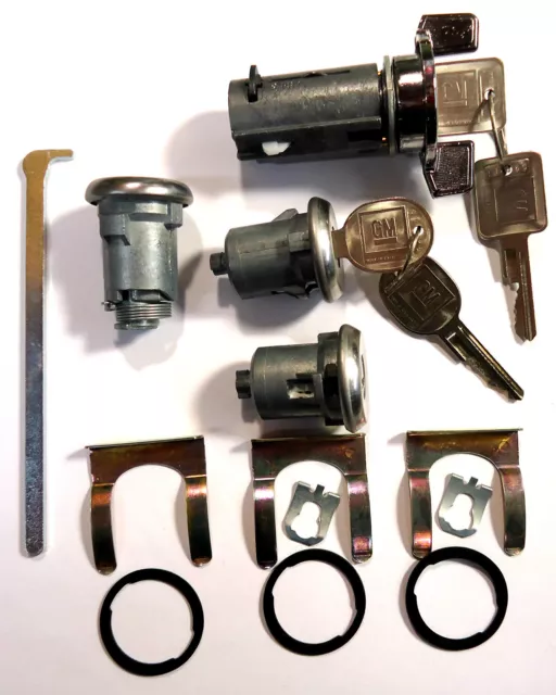 New GM OEM Chrome Ignition/Doors/Trunk Lock Key Cylinder Set With Keys To Match