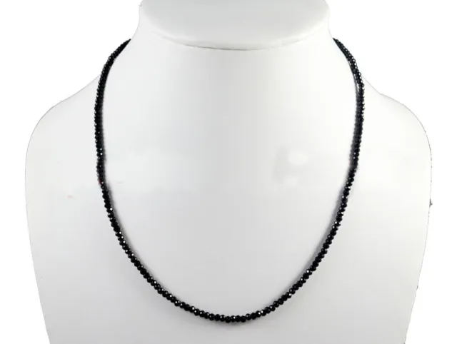 Schwarz Turmalin Edelstein 2 MM Rondell Facettierte Perlen 18 " Strang Halskette