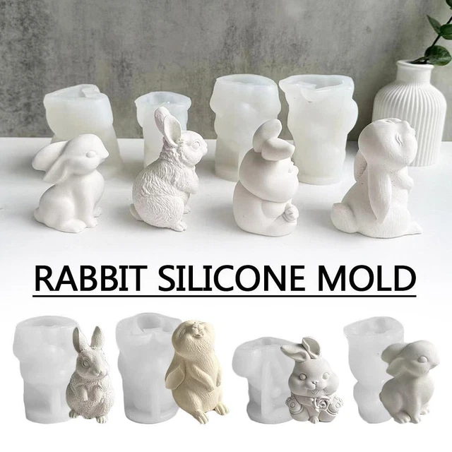 3D Easter Rabbit Candle Silicone Mold Handmade Soap Hot Making Ornaments G0Z1