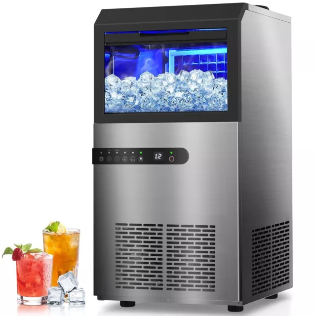 Commercial Ice Maker Machine Portable Ice Cube Tray Stainless Steel 45KG/24HR