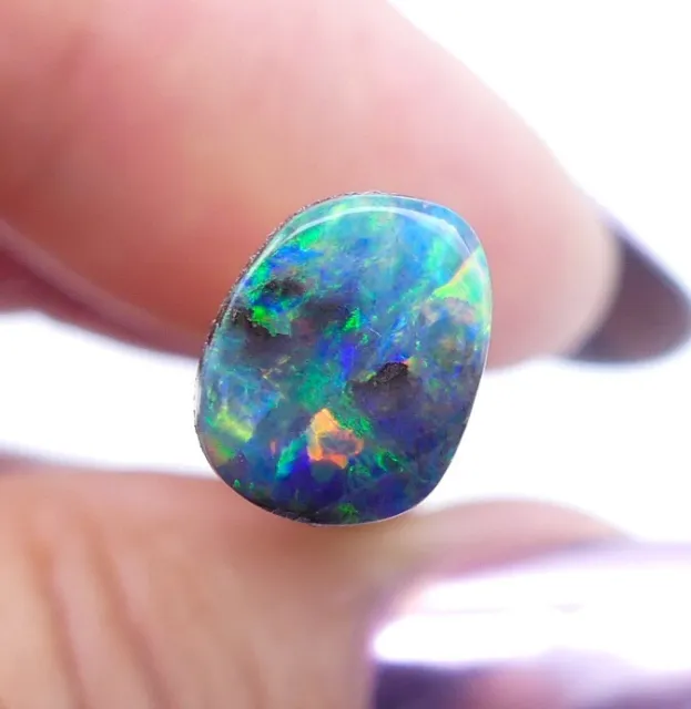 Australian Boulder Opal Solid Natural Opal Blue Green 9x7mm 1.4ct 11334