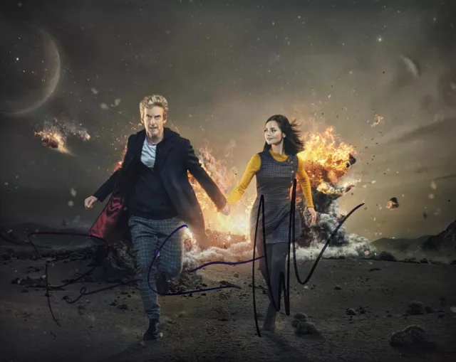 Peter Capaldi Jenna Coleman Doctor Who hand signed auto 8x10 photo w/Holo COA