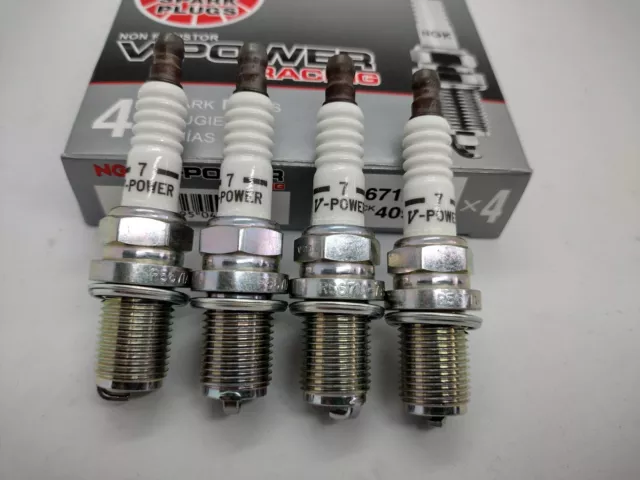 4 Pcs Ngk R5671A-7 4091 V Power Racing Turbo Nitrous Spark Plugs Kit Pack