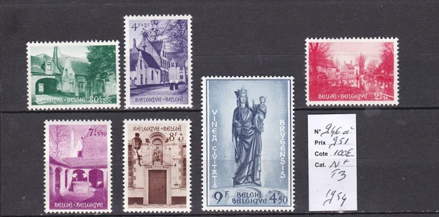 BELGIQUE 1954 SERIE CPLETE N°946 à 951-N*TB-COTE: 100 EUROS-VOIR SCAN-B507