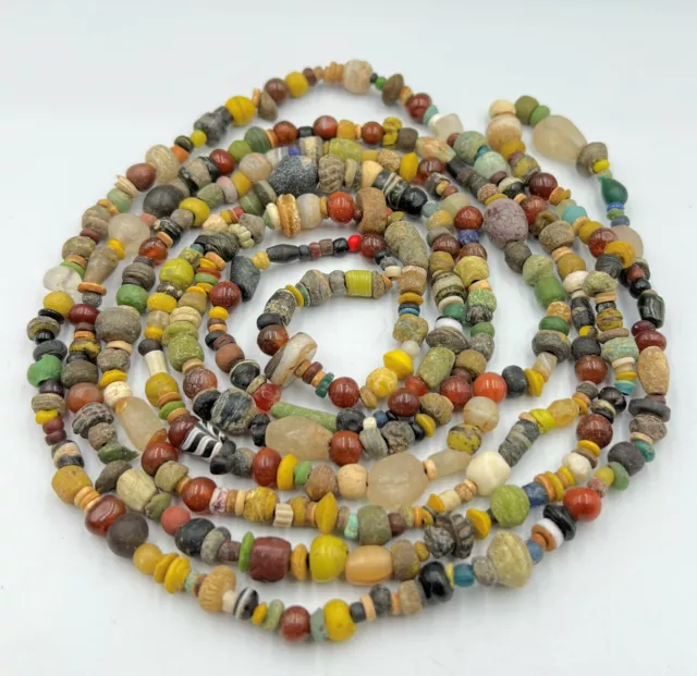 Ancient Jewelry Trade Antiquities Greek Roman Glass Agate Faience Old Beads Lot